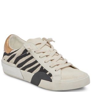 Dolce Vita, the Zina Zebra Detail Leather and Fabric Sneakers